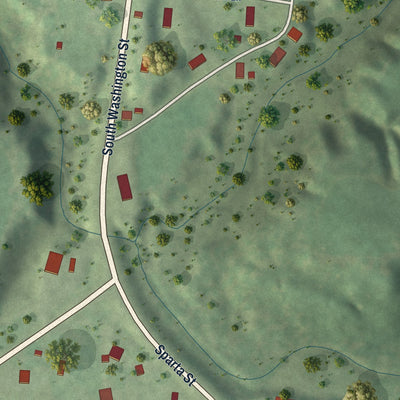 Second close-up of the map of Melrose, Wisconsin print showing more streets and buildings
