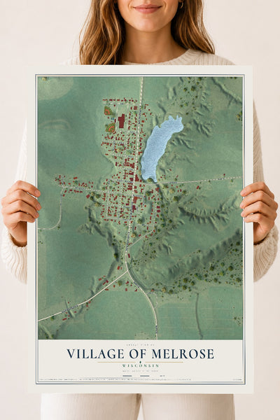 Map of Melrose, Wisconsin, 18 x 24 inch unframed archival matte print