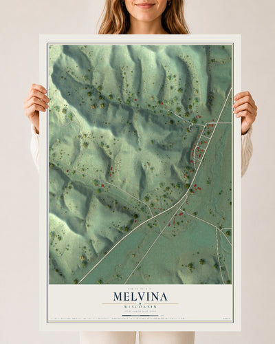 Map of Melvina, Wisconsin, 24 x 36 inch unframed archival matte print