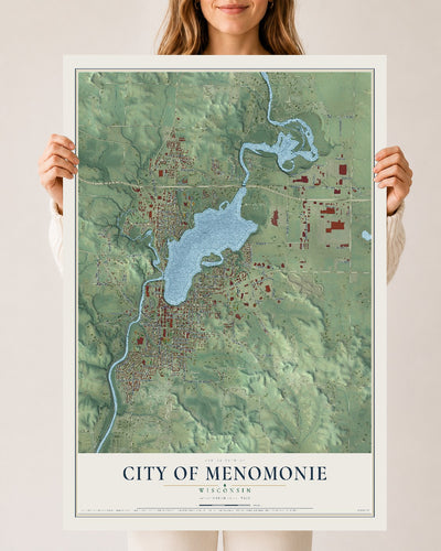 Map of Menomonie, Wisconsin, 24 x 36 inch unframed archival matte print