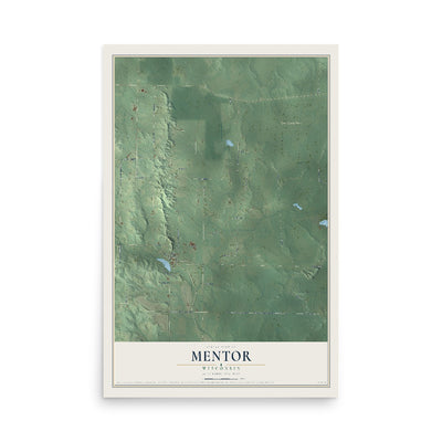 Map of Mentor, Wisconsin, 12 x 18 inch unframed archival matte print
