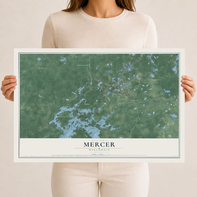 Map of Mercer, Wisconsin, 12 x 18 inch unframed archival matte print