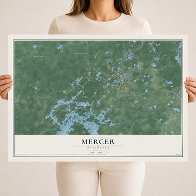 Map of Mercer, Wisconsin, 18 x 24 inch unframed archival matte print