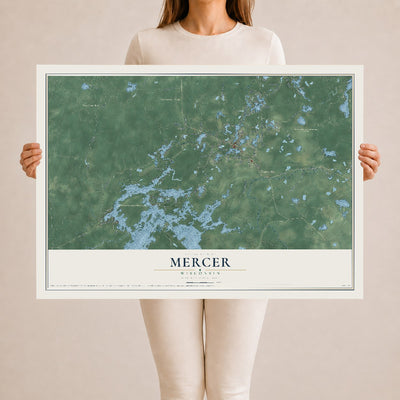 Map of Mercer, Wisconsin, 24 x 36 inch unframed archival matte print