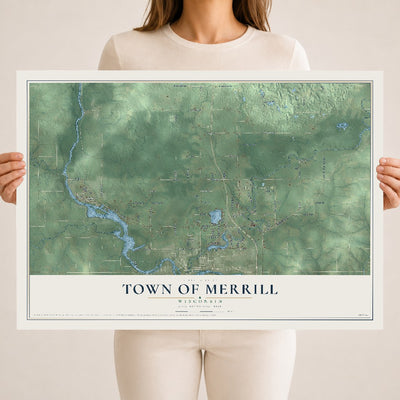 Map of the Town of Merrill, Wisconsin, 18 x 24 inch unframed archival matte print