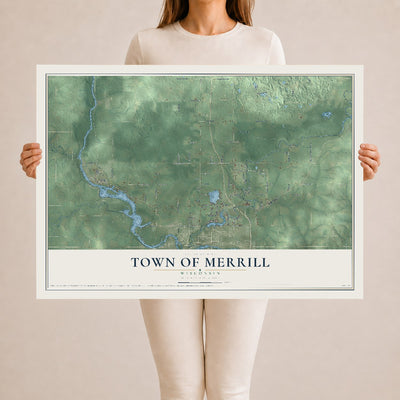 Map of the Town of Merrill, Wisconsin, 24 x 36 inch unframed archival matte print