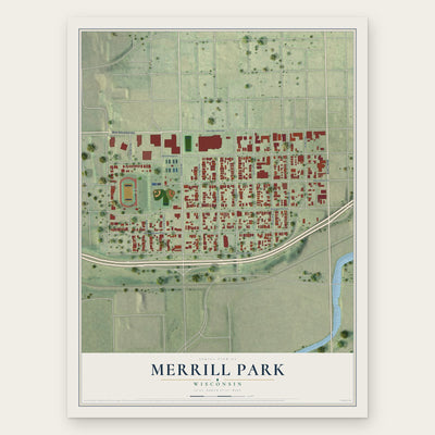 Merrill Park, Wisconsin map print, the full design