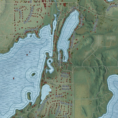 Close-up of the map of the Town of Merton, Wisconsin print showing street and building detail