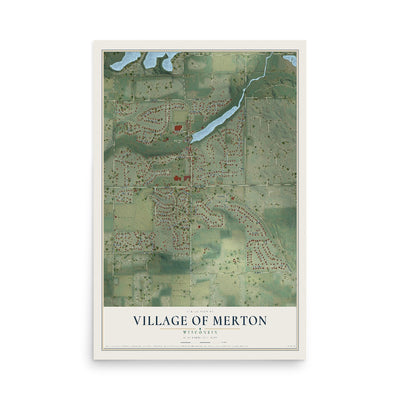 Map of Merton, Wisconsin, 12 x 18 inch unframed archival matte print