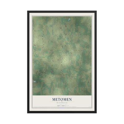 Map of Metomen, Wisconsin, 12 x 18 inch print in a black wood frame