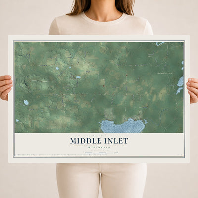 Map of Middle Inlet, Wisconsin, 18 x 24 inch unframed archival matte print