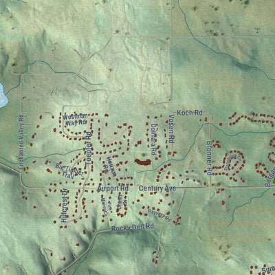 Second close-up of the map of the Town of Middleton, Wisconsin print showing more streets and buildings