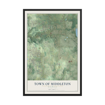 Map of the Town of Middleton, Wisconsin, 12 x 18 inch print in a black wood frame