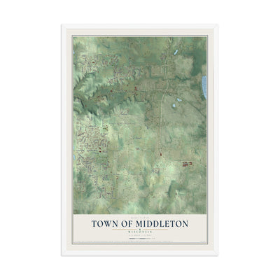 Map of the Town of Middleton, Wisconsin, 12 x 18 inch print in a white wood frame