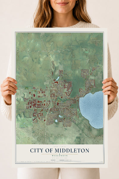 Map of Middleton, Wisconsin, 18 x 24 inch unframed archival matte print