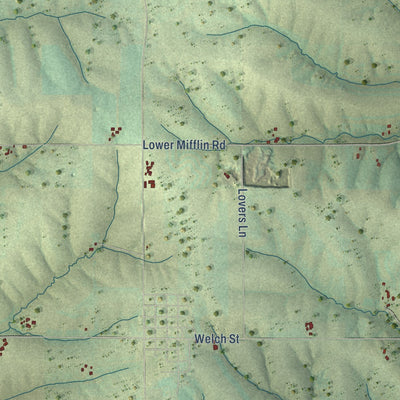 Second close-up of the map of Mifflin, Wisconsin print showing more streets and buildings