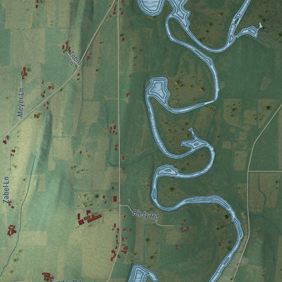 Close-up of the map of Milford, Wisconsin print showing street and building detail