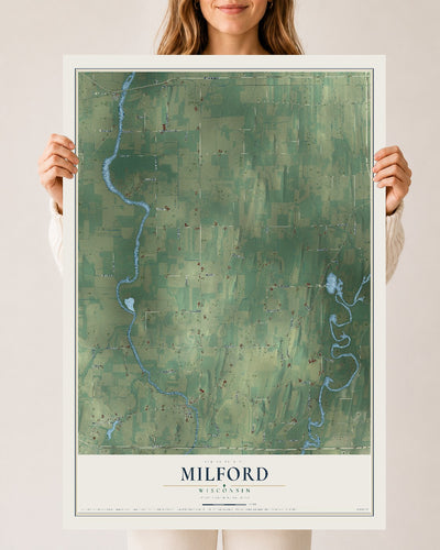 Map of Milford, Wisconsin, 24 x 36 inch unframed archival matte print