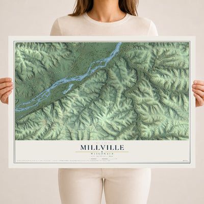 Map of Millville, Wisconsin, 18 x 24 inch unframed archival matte print