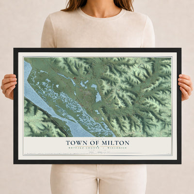 Map of the Town of Milton, Buffalo County, Wisconsin, 12 x 18 inch print in a black wood frame