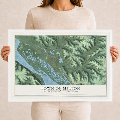 Map of the Town of Milton, Buffalo County, Wisconsin, 12 x 18 inch print in a white wood frame