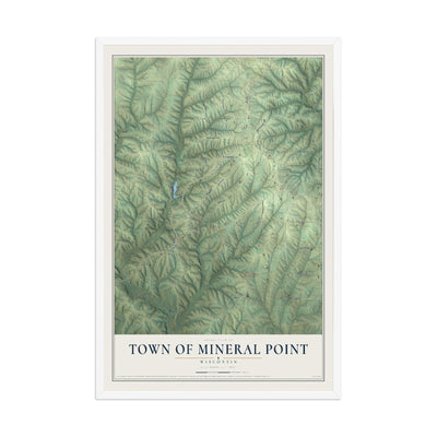 Map of the Town of Mineral Point, Wisconsin, 12 x 18 inch print in a white wood frame