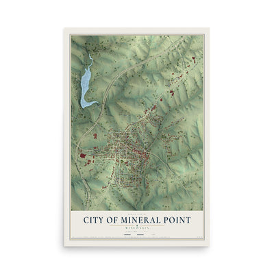 Map of Mineral Point, Wisconsin, 12 x 18 inch unframed archival matte print