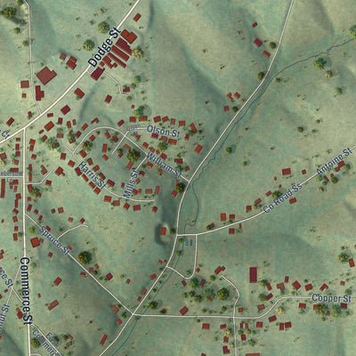 Second close-up of the map of Mineral Point, Wisconsin print showing more streets and buildings