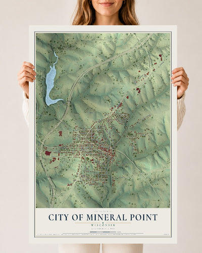 Map of Mineral Point, Wisconsin, 24 x 36 inch unframed archival matte print