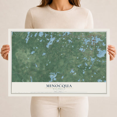 Map of Minocqua, Wisconsin, 12 x 18 inch unframed archival matte print