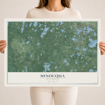 Map of Minocqua, Wisconsin, 18 x 24 inch unframed archival matte print
