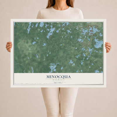 Map of Minocqua, Wisconsin, 24 x 36 inch unframed archival matte print