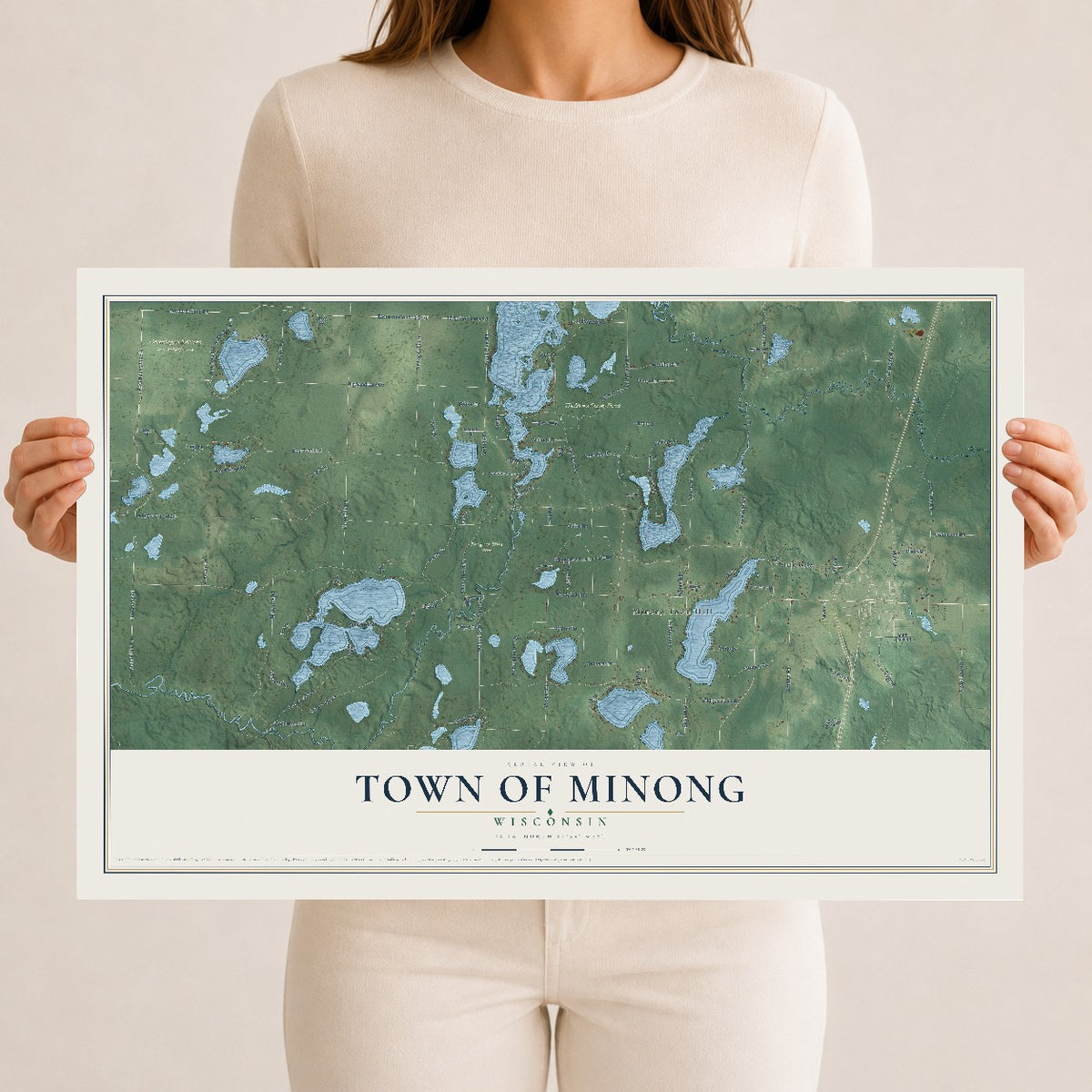 Map of the Town of Minong, Wisconsin, 12 x 18 inch unframed archival matte print