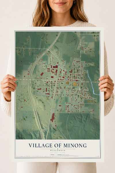 Map of Minong, Wisconsin, 18 x 24 inch unframed archival matte print