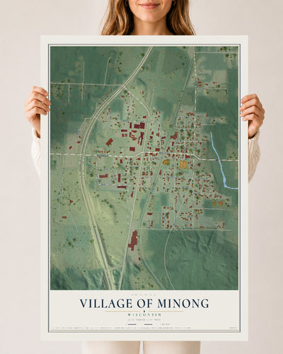 Map of Minong, Wisconsin, 24 x 36 inch unframed archival matte print
