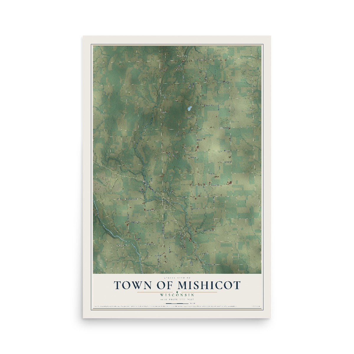 Map of the Town of Mishicot, Wisconsin, 12 x 18 inch unframed archival matte print