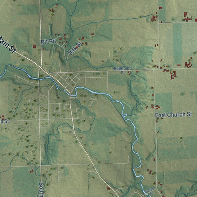 Close-up of the map of the Town of Mishicot, Wisconsin print showing street and building detail