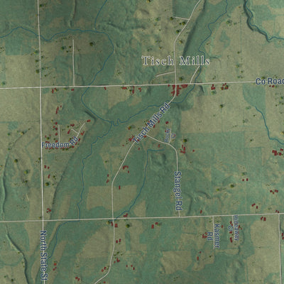 Second close-up of the map of the Town of Mishicot, Wisconsin print showing more streets and buildings