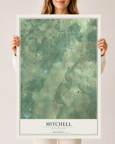 Map of Mitchell, Wisconsin, 24 x 36 inch unframed archival matte print