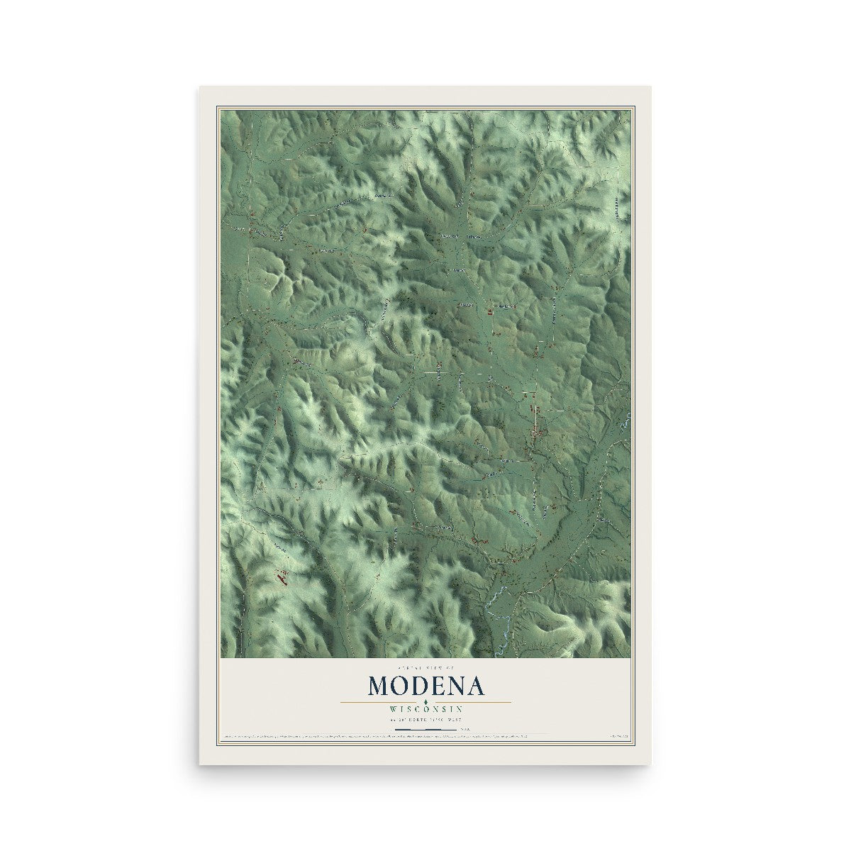 Map of Modena, Wisconsin, 12 x 18 inch unframed archival matte print