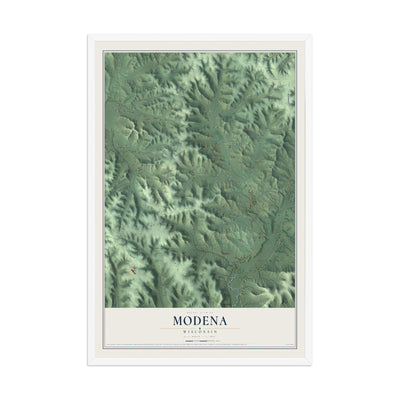 Map of Modena, Wisconsin, 12 x 18 inch print in a white wood frame