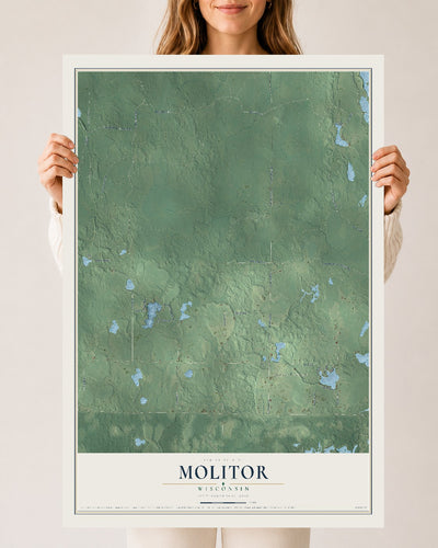 Map of Molitor, Wisconsin, 24 x 36 inch unframed archival matte print