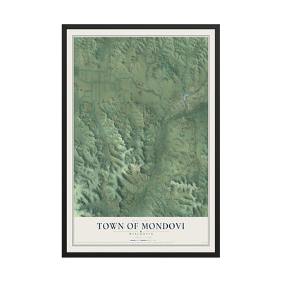 Map of the Town of Mondovi, Wisconsin, 12 x 18 inch print in a black wood frame