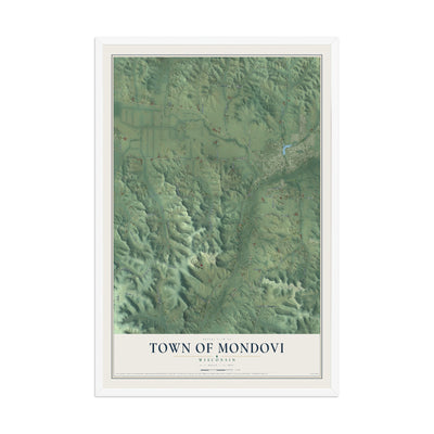 Map of the Town of Mondovi, Wisconsin, 12 x 18 inch print in a white wood frame