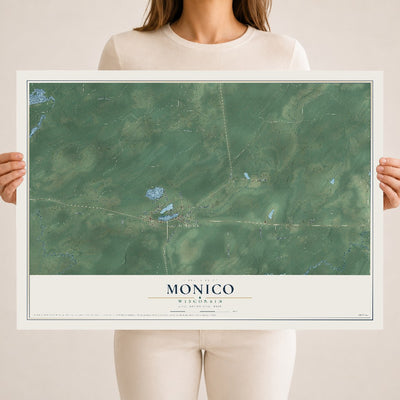 Map of Monico, Wisconsin, 18 x 24 inch unframed archival matte print
