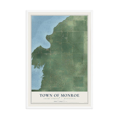 Map of the Town of Monroe, Adams County, Wisconsin, 12 x 18 inch print in a white wood frame