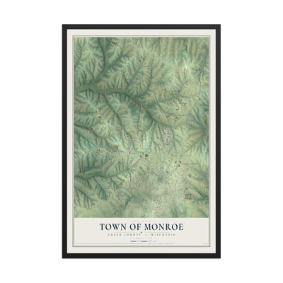 Map of the Town of Monroe, Green County, Wisconsin, 12 x 18 inch print in a black wood frame