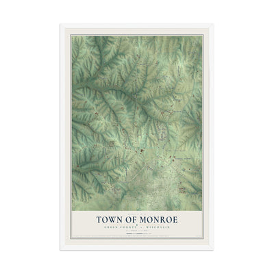 Map of the Town of Monroe, Green County, Wisconsin, 12 x 18 inch print in a white wood frame