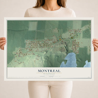 Map of Montreal, Wisconsin, 18 x 24 inch unframed archival matte print
