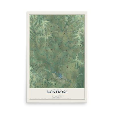 Map of Montrose, Wisconsin, 12 x 18 inch unframed archival matte print